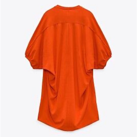 ZARA NEW COCOON DRESS BRIGHT ORANGE - Picture 4 of 9